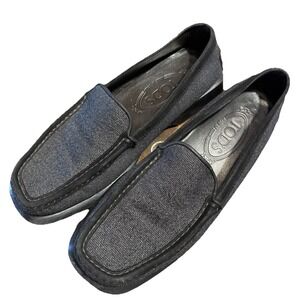 Tod's 36.5 Mens's Black Tweed‎ Driving Loafers Moccasin Shoes Made In Italy US 4